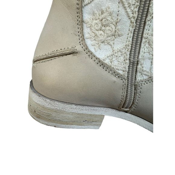 NEW FREE PEOPLE Bren Textile Slouch Boots Size 36.5 6.5  Cream Leather FALL - Picture 9 of 11